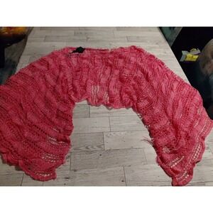 Y2K Distressed Jazzie pink bloose-knit wrap Boho Chic romantic aesthetics Sz XL